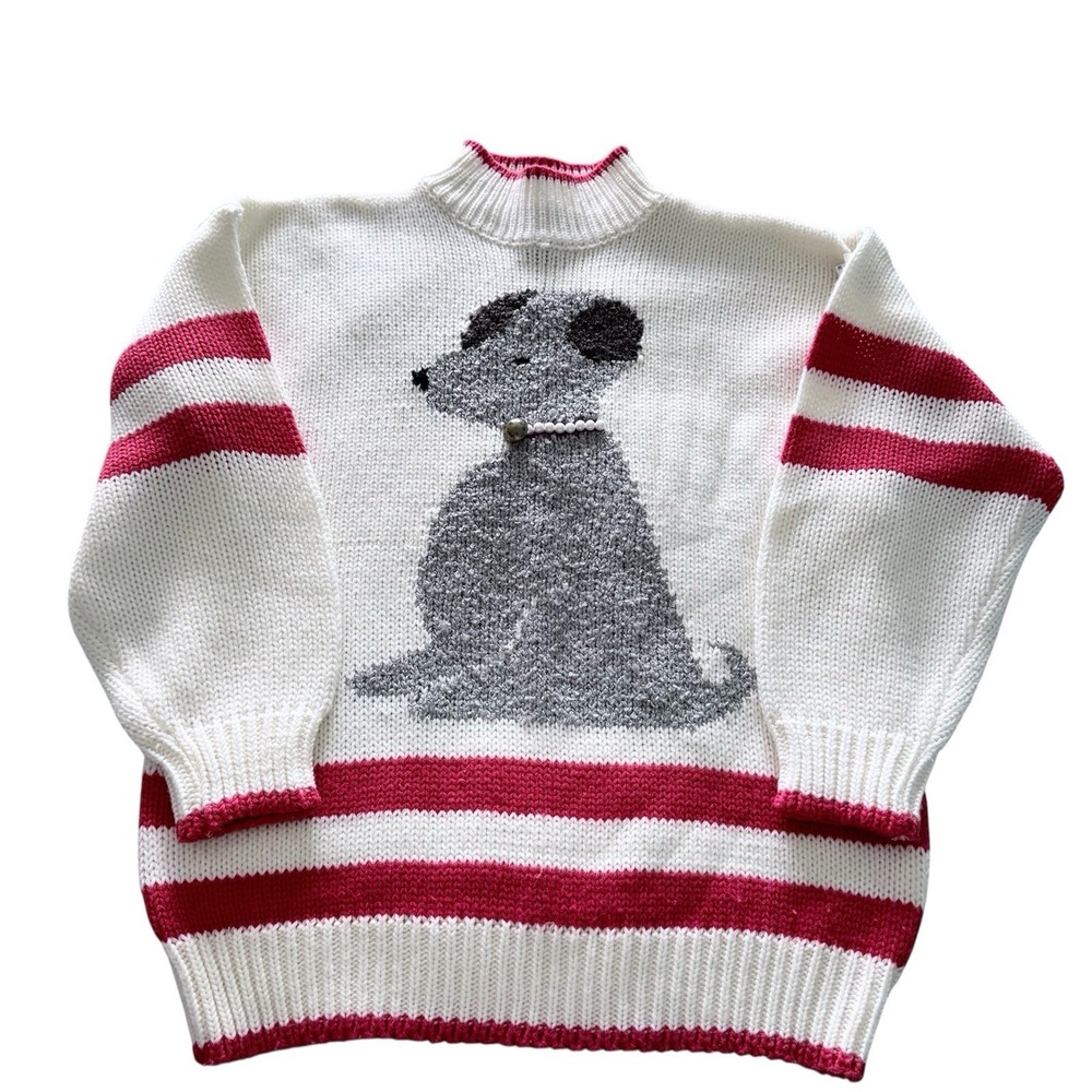 Licorice Novelty Sweater Vintage 80s 90s Dog Chunky Knit Pullover Sweater Sz M